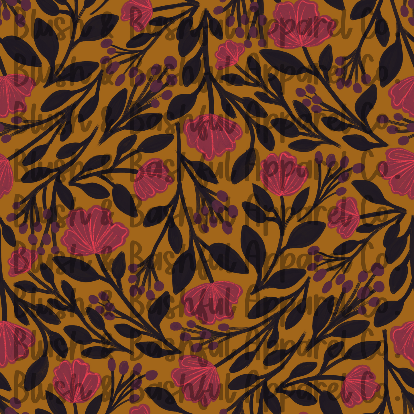 Golden Floral Print