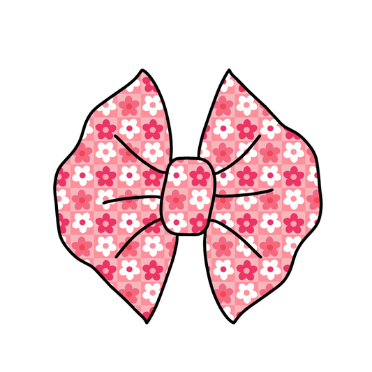 Hairbows Bright Pink Checkered Floral