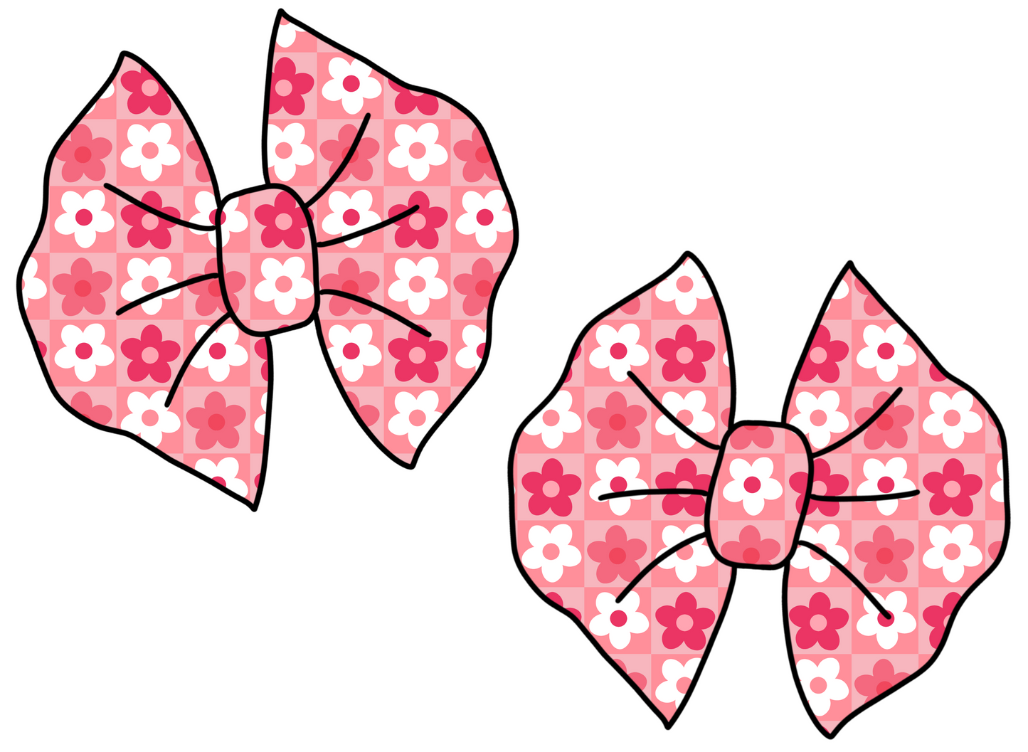 Hairbows Bright Pink Checkered Floral