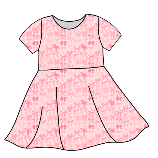 Handmade Twirl Dress Pink Bows