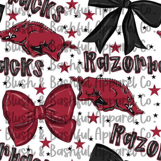 EXCLUSIVE Arkansas Razorback Coquette Bow Print