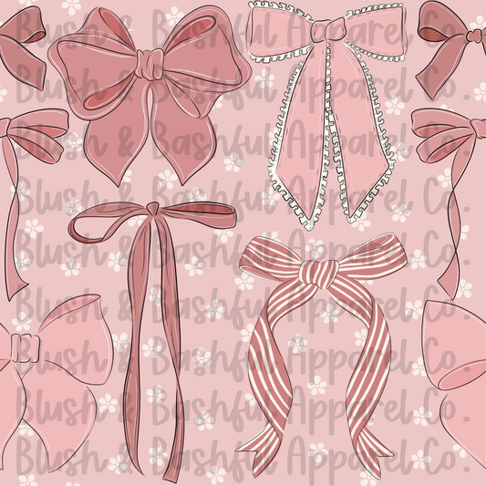 Pink Coquette Bows Print