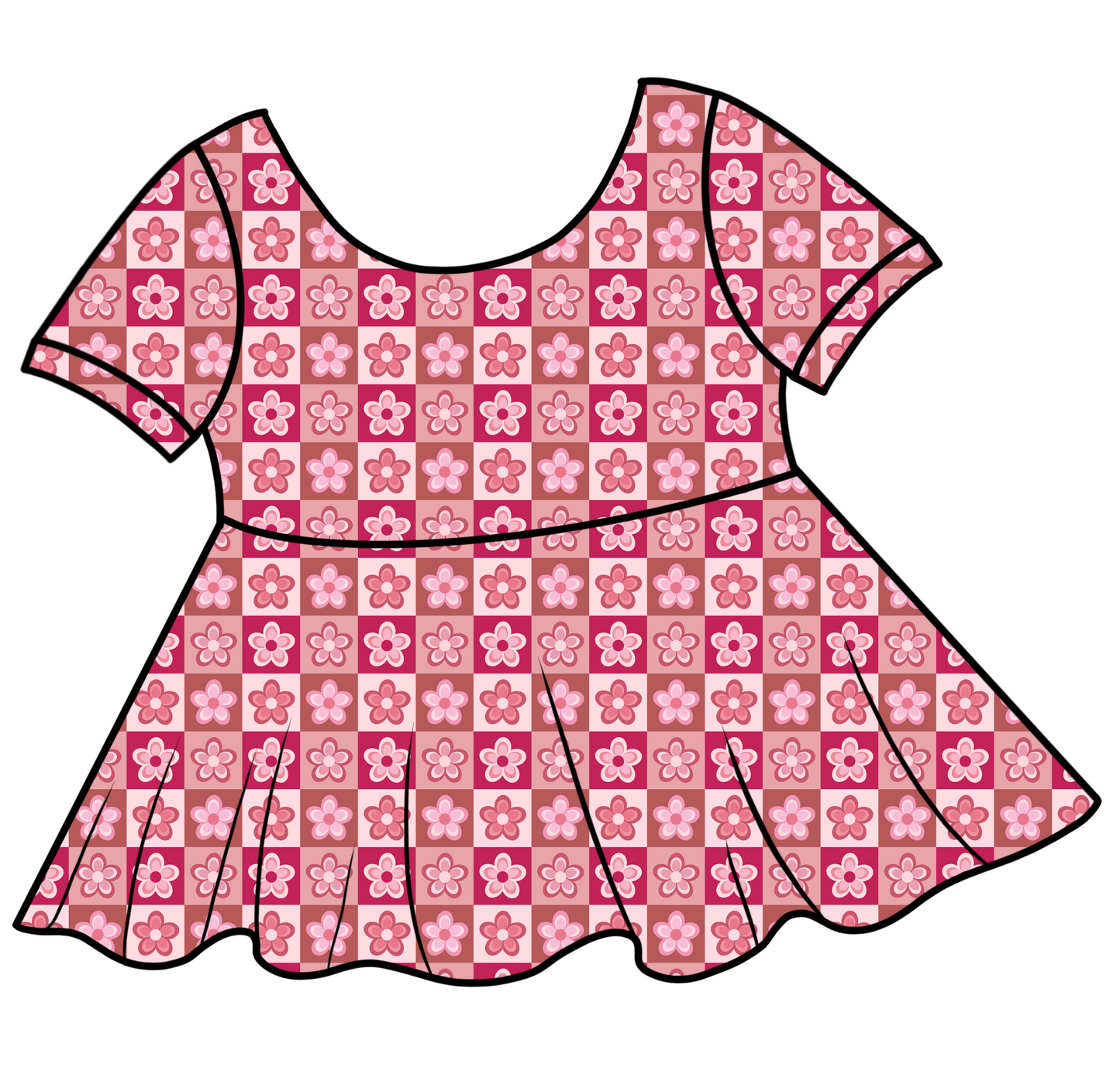 Handmade Peplum Checkered Floral