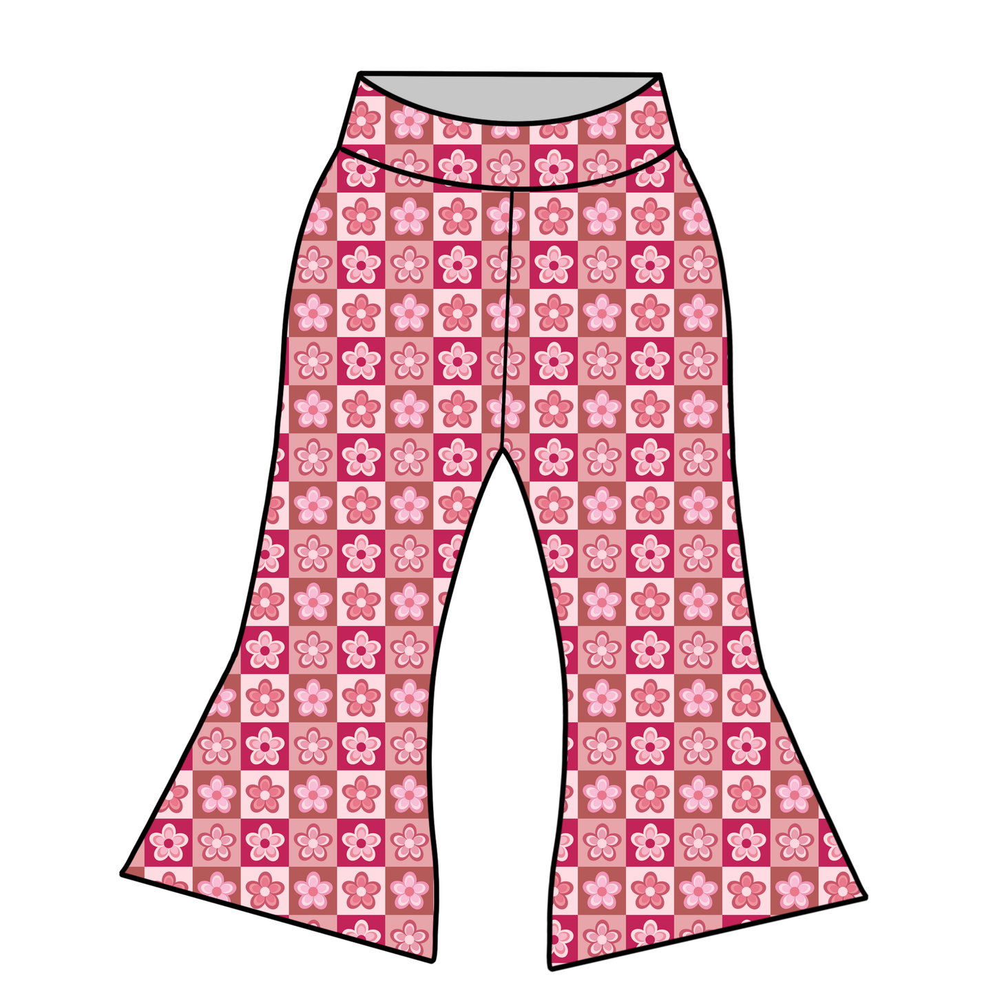 Handmade Flares Checkered Floral