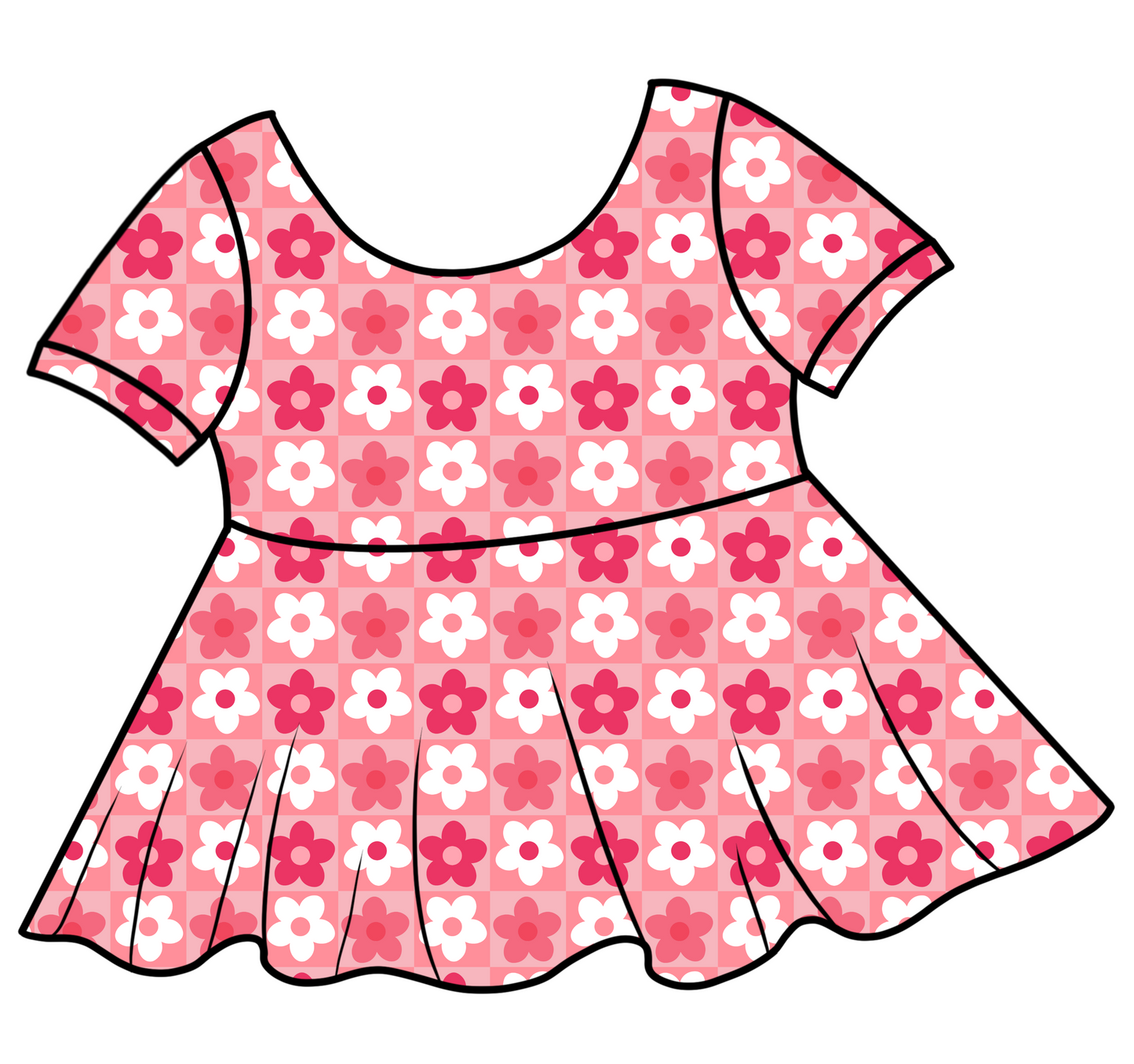 Handmade Peplum Bright Pink Checker Floral